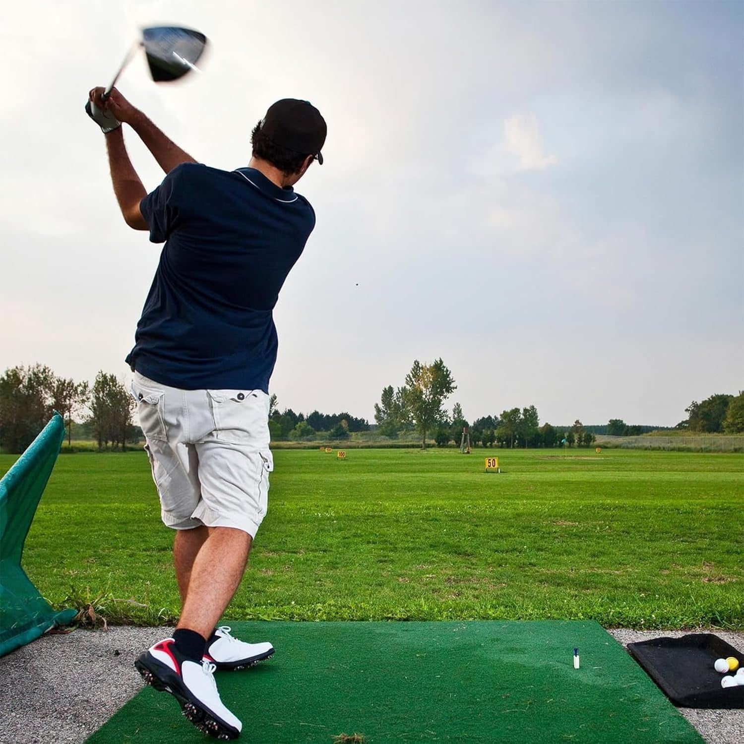 Golf Rubber Tees Value 6 Pack with 6 Plastic Tees 3 1/4 Inch, Driving Range Tee Easy to Find Stable Durable for Golf Mats Turf Practice, Mixed Size 1.5" 2.25" 2.75" 3" 3.13"