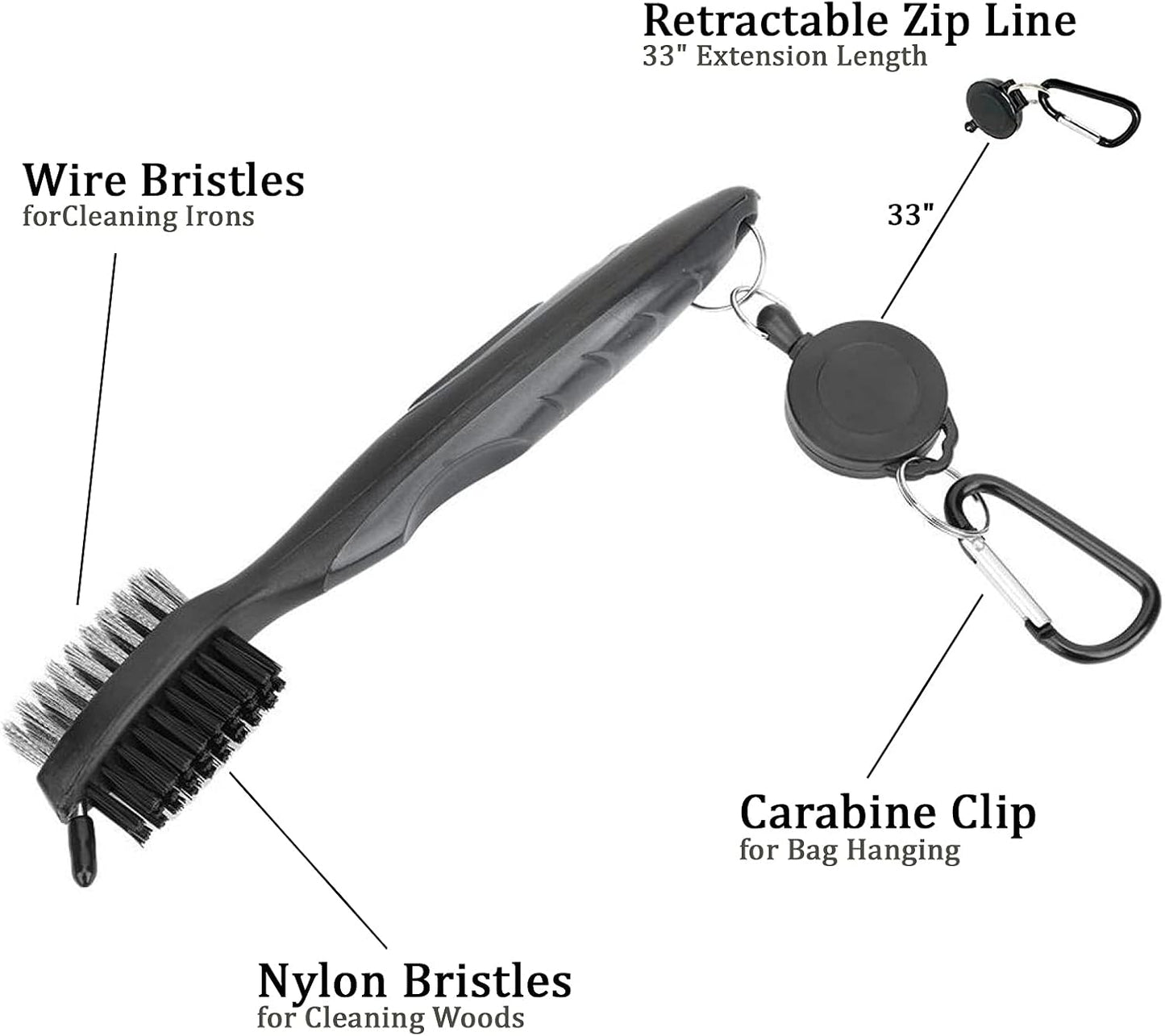 3 Pack Golf Towel Clean Set| Microfiber Waffle Pattern Tri-Fold Golf Towel | Brush Tool Kit with Club Groove Cleaner |Golf Accessories for Men, Women (Black/Gray Towel+ Gray Brush)