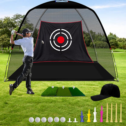 Golf Net for Backyard Practice: 12X7Ft Hitting Net with Mat & Target – Training for Driving Chipping Swing Golf Gift for Dad Husband Men