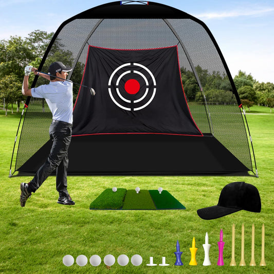 Golf Net for Backyard Practice: 12X7Ft Hitting Net with Mat & Target – Training for Driving Chipping Swing Golf Gift for Dad Husband Men
