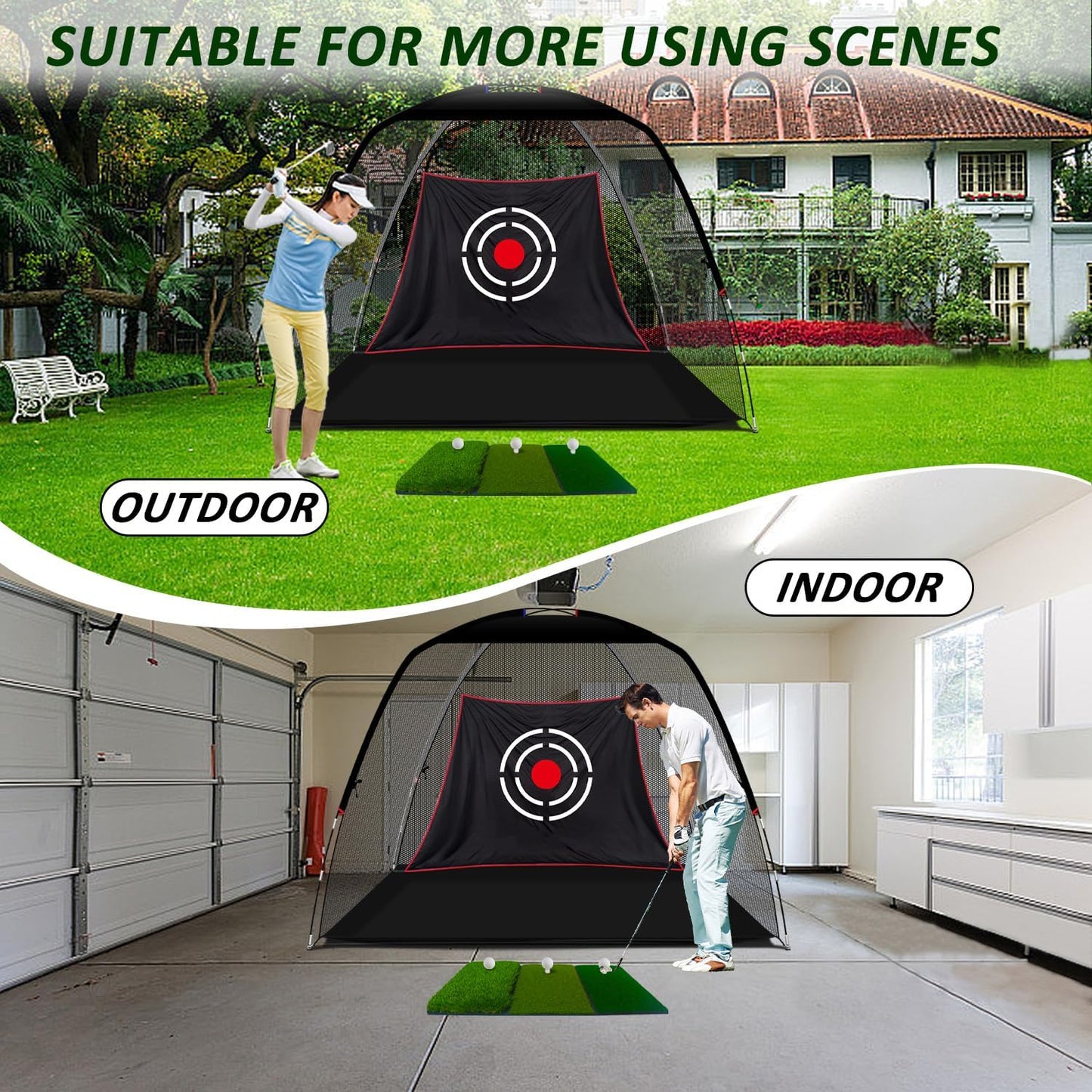Golf Net for Backyard Practice: 12X7Ft Hitting Net with Mat & Target – Training for Driving Chipping Swing Golf Gift for Dad Husband Men